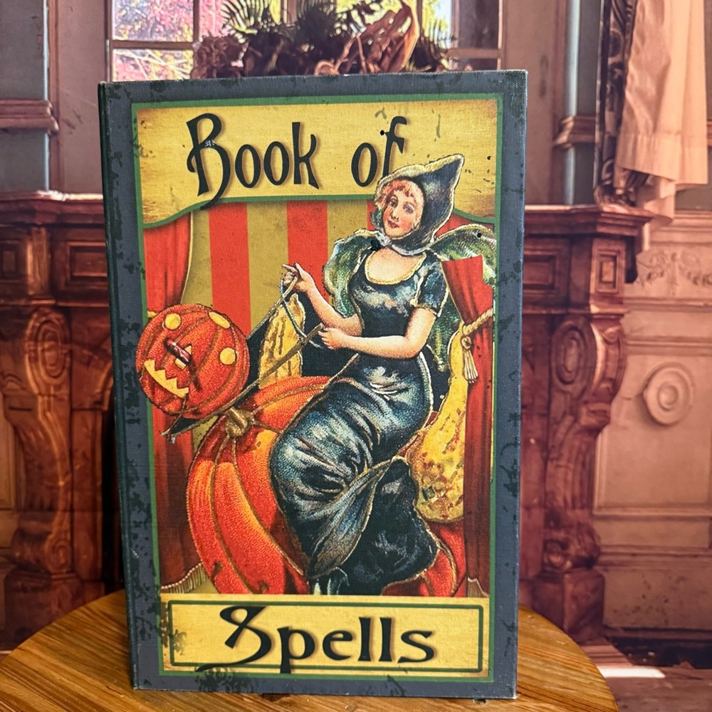 Vintage Look Distressed Book of Spells Faux Book Witch Halloween Stash Remote - Picture 3 of 17
